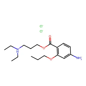 Benzoic acid, 4-amino-2-propoxy-, 3-(diethylamino)propyl ester, dihydrochloride structure