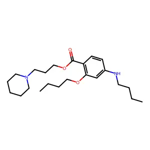 Benzoic acid, 2-butoxy-4-butylamino-, 3-piperidinopropyl ester structure