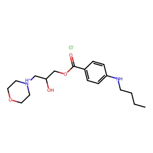 Benzoic acid, p-(butylamino)-, 2-hydroxy-3-morpholinopropyl ester, hydrochloride structure