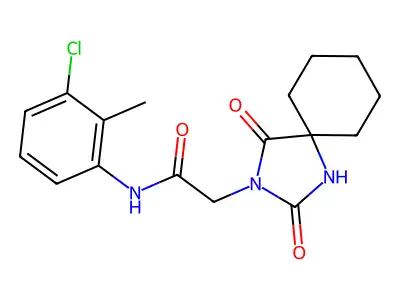 N-(3-chloro-2-methylphenyl)-2-(2,4-dioxo-1,3-diazaspiro[4.5]dec-3-yl)acetamide structure