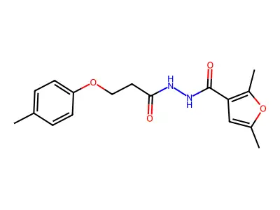 2,5-dimethyl-N'-[3-(4-methylphenoxy)propanoyl]furan-3-carbohydrazide structure