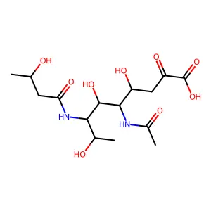 5-Acetamido-3,5,7,9-tetradeoxy-7-(3-hydroxybutyramido)nonulosonic acid structure
