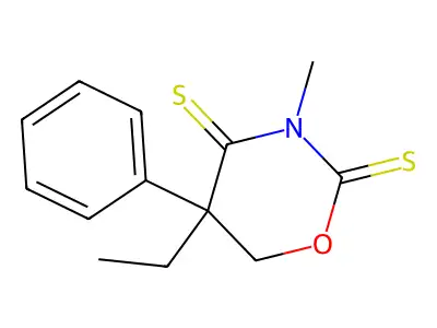 2H-1,3-Oxazine-2,4(3H)-dithione, dihydro-5-ethyl-3-methyl-5-phenyl- structure