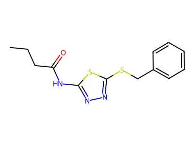 N-(5-benzylsulfanyl-1,3,4-thiadiazol-2-yl)butanamide structure