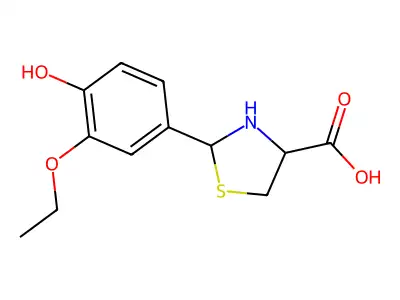 2-(3-Ethoxy-4-hydroxyphenyl)-1,3-thiazolidine-4-carboxylic acid structure
