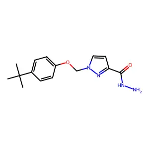 1-((4-(tert-Butyl)phenoxy)methyl)-1H-pyrazole-3-carbohydrazide structure