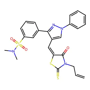 N,N-dimethyl-3-(4-{(Z)-[4-oxo-3-(prop-2-en-1-yl)-2-thioxo-1,3-thiazolidin-5-ylidene]methyl}-1-phenyl-1H-pyrazol-3-yl)benzenesulfonamide structure