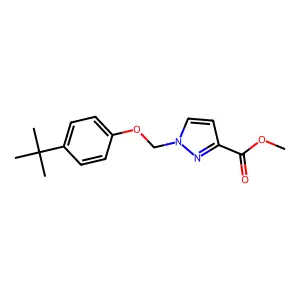 Methyl 1-((4-(tert-butyl)phenoxy)methyl)-1H-pyrazole-3-carboxylate structure