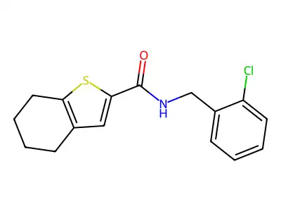 N-[(2-chlorophenyl)methyl]-4,5,6,7-tetrahydro-1-benzothiophene-2-carboxamide structure