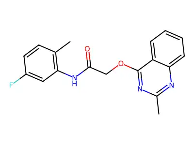 N-(5-fluoro-2-methylphenyl)-2-(2-methylquinazolin-4-yl)oxyacetamide structure