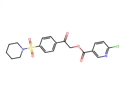 [2-Oxo-2-(4-piperidin-1-ylsulfonylphenyl)ethyl] 6-chloropyridine-3-carboxylate structure