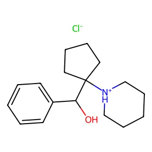 Benzyl alcohol, alpha-(1-piperidinocyclopentyl)-, hydrochloride structure