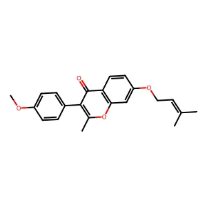 3-(4-methoxyphenyl)-2-methyl-7-((3-methylbut-2-en-1-yl)oxy)-4H-chromen-4-one structure