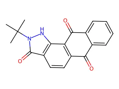 2-tert-butyl-1H-naphtho[2,3-g]indazole-3,6,11-trione structure