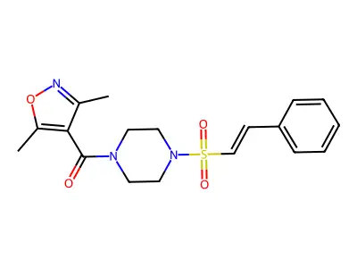 1-(3,5-Dimethyl-1,2-oxazole-4-carbonyl)-4-(2-phenylethenesulfonyl)piperazine structure