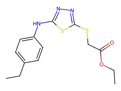 Ethyl 2-({5-[(4-ethylphenyl)amino]-1,3,4-thiadiazol-2-yl}sulfanyl)acetate structure
