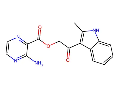 [2-(2-methyl-1H-indol-3-yl)-2-oxoethyl] 3-aminopyrazine-2-carboxylate structure