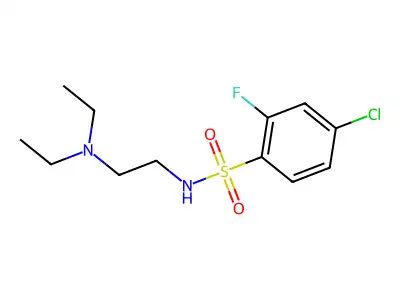 4-chloranyl-N-[2-(diethylamino)ethyl]-2-fluoranylbenzenesulfonamide structure