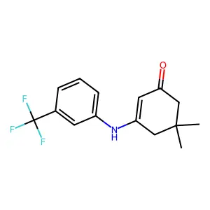 5,5-Dimethyl-3-{[3-(trifluoromethyl)phenyl]amino}cyclohex-2-en-1-one structure