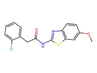 2-(2-chlorophenyl)-N-(6-methoxy-1,3-benzothiazol-2-yl)acetamide structure
