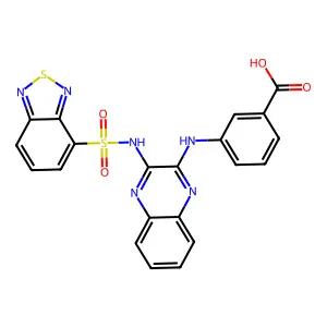 3-[[3-(2,1,3-benzothiadiazol-4-ylsulfonylamino)quinoxalin-2-yl]amino]benzoic acid structure
