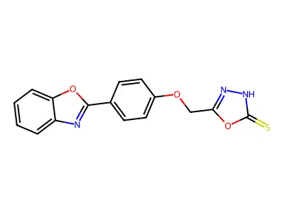 1,3,4-Oxadiazole-2(3H)-thione, 5-((4-(2-benzoxazolyl)phenoxy)methyl)- structure