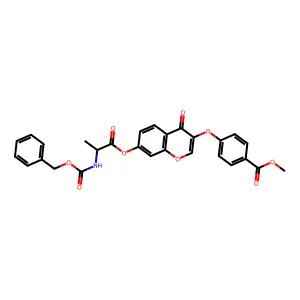 methyl 4-{[7-({N-[(benzyloxy)carbonyl]-L-alanyl}oxy)-4-oxo-4H-chromen-3-yl]oxy}benzoate structure