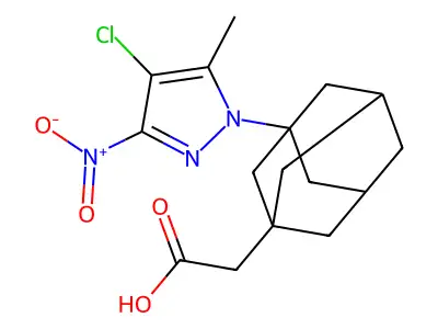 2-[3-(4-Chloro-5-methyl-3-nitropyrazolyl)adamantanyl]acetic acid structure