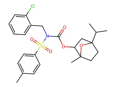 4-isopropyl-1-methyl-7-oxabicyclo[2.2.1]hept-2-yl N-(2-chlorobenzyl)-N-[(4-methylphenyl)sulfonyl]carbamate structure