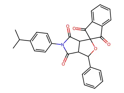 3-phenyl-5-[4-(propan-2-yl)phenyl]-3a,6a-dihydrospiro[furo[3,4-c]pyrrole-1,2'-indene]-1',3',4,6(3H,5H)-tetrone structure