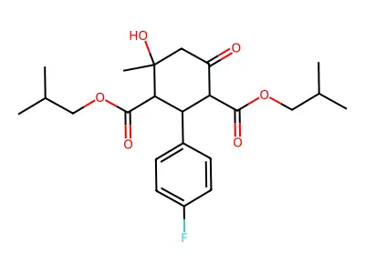 bis(2-methylpropyl) 2-(4-fluorophenyl)-4-hydroxy-4-methyl-6-oxocyclohexane-1,3-dicarboxylate structure