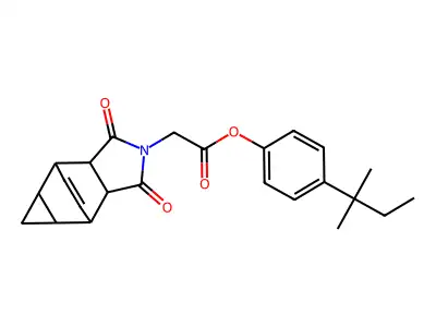4-(2-methylbutan-2-yl)phenyl (1,3-dioxooctahydro-4,6-ethenocyclopropa[f]isoindol-2(1H)-yl)acetate structure