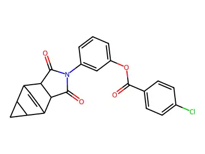 3-(1,3-dioxo-3,3a,4,4a,5,5a,6,6a-octahydro-4,6-ethenocyclopropa[f]isoindol-2(1H)-yl)phenyl 4-chlorobenzoate structure