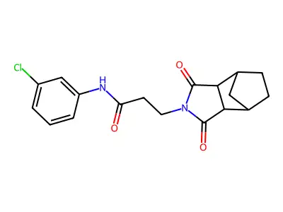 N-(3-chlorophenyl)-3-(1,3-dioxooctahydro-2H-4,7-methanoisoindol-2-yl)propanamide structure