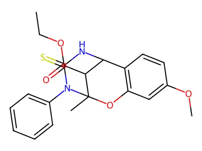 ethyl 9-methoxy-2-methyl-3-phenyl-4-thioxo-3,4,5,6-tetrahydro-2H-2,6-methano-1,3,5-benzoxadiazocine-11-carboxylate structure