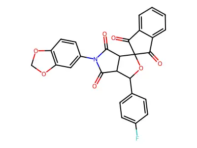 5-(1,3-benzodioxol-5-yl)-3-(4-fluorophenyl)-3a,6a-dihydrospiro[furo[3,4-c]pyrrole-1,2'-indene]-1',3',4,6(3H,5H)-tetrone structure