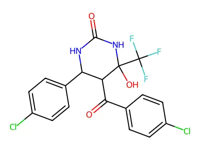 5-(4-CHLOROBENZOYL)-6-(4-CHLOROPHENYL)-4-HYDROXY-4-(TRIFLUOROMETHYL)TETRAHYDRO-2(1H)-PYRIMIDINONE structure