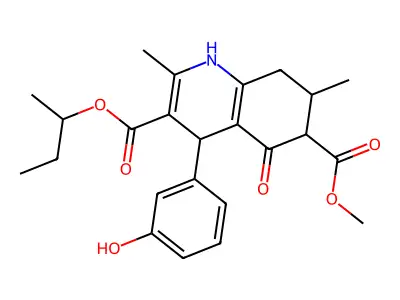3-butan-2-yl 6-methyl 4-(3-hydroxyphenyl)-2,7-dimethyl-5-oxo-1,4,5,6,7,8-hexahydroquinoline-3,6-dicarboxylate structure