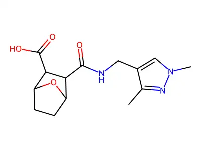2-[(1,3-dimethylpyrazol-4-yl)methylcarbamoyl]-7-oxabicyclo[2.2.1]heptane-3-carboxylic acid structure