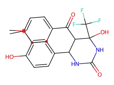 4-hydroxy-6-(4-hydroxy-3-methoxyphenyl)-5-(4-methylbenzoyl)-4-(trifluoromethyl)-1,3-diazinan-2-one structure