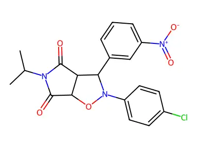 2-(4-chlorophenyl)-5-isopropyl-3-(3-nitrophenyl)dihydro-2H-pyrrolo[3,4-d]isoxazole-4,6(5H,6aH)-dione structure
