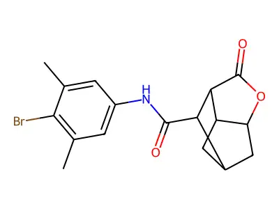 N-(4-bromo-3,5-dimethylphenyl)-2-oxohexahydro-2H-3,5-methanocyclopenta[b]furan-7-carboxamide structure