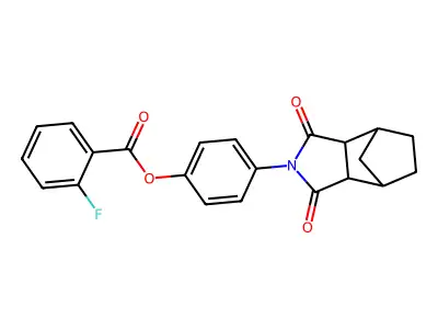 4-(1,3-dioxooctahydro-2H-4,7-methanoisoindol-2-yl)phenyl 2-fluorobenzoate structure
