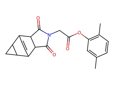 2,5-dimethylphenyl (1,3-dioxooctahydro-4,6-ethenocyclopropa[f]isoindol-2(1H)-yl)acetate structure