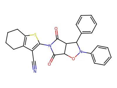 2-(4,6-dioxo-2,3-diphenylhexahydro-5H-pyrrolo[3,4-d]isoxazol-5-yl)-4,5,6,7-tetrahydro-1-benzothiophene-3-carbonitrile structure
