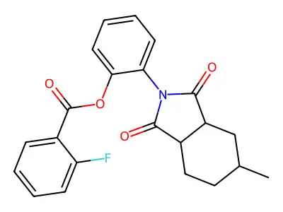 2-(5-methyl-1,3-dioxooctahydro-2H-isoindol-2-yl)phenyl 2-fluorobenzoate structure