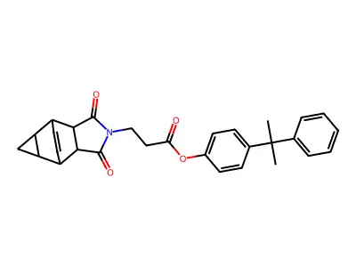 4-(2-phenylpropan-2-yl)phenyl 3-(1,3-dioxooctahydro-4,6-ethenocyclopropa[f]isoindol-2(1H)-yl)propanoate structure