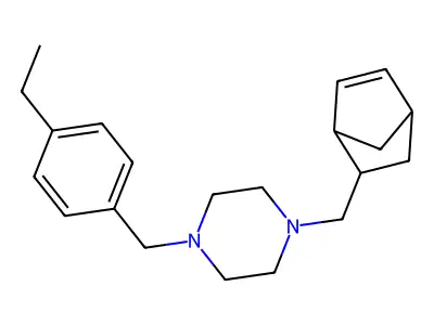 1-(Bicyclo[2.2.1]hept-5-en-2-ylmethyl)-4-(4-ethylbenzyl)piperazine structure