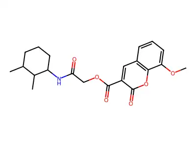 [2-[(2,3-dimethylcyclohexyl)amino]-2-oxoethyl] 8-methoxy-2-oxochromene-3-carboxylate structure