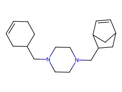 1-(Bicyclo[2.2.1]hept-5-en-2-ylmethyl)-4-(cyclohex-3-en-1-ylmethyl)piperazine structure